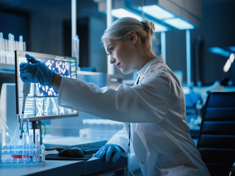 Medical Research Laboratory: Portrait of Female Scientist Workin