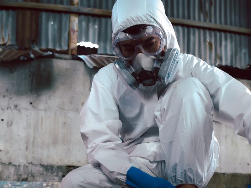 Using Sand or Sawdust to Absorbent for Oil, Acid, Chemical, Liquid Spills Cleanup. Steps for Dealing with Chemical Liquid Spillage, Part of Basic Practical Training for Chemical Spill Cleanup.